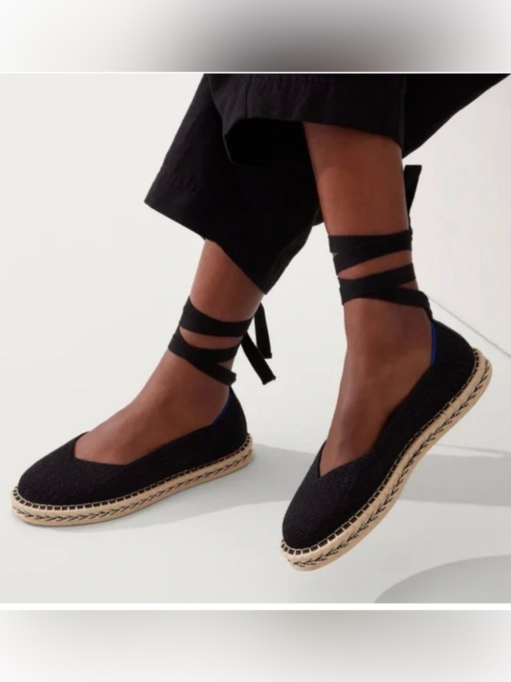 Rothy’s Espadrille Black Flats w/ Ankle Strap